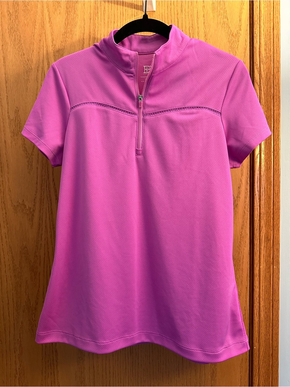 EP New York Short-Sleeve Half-Zip Top in Bright Pink